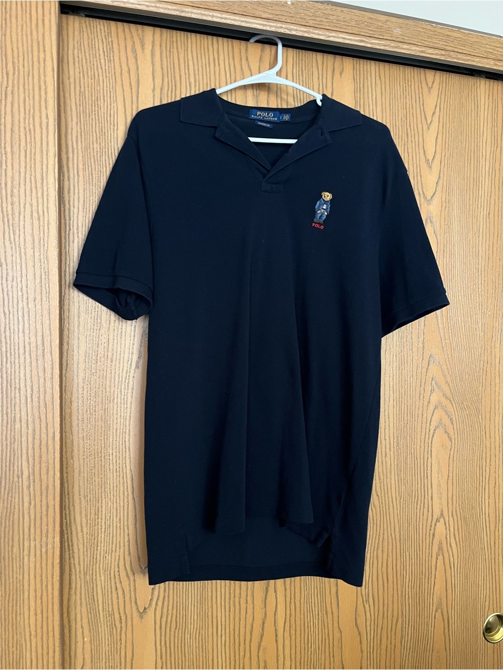 Polo Ralph Lauren Bear Embroidered Mesh Polo Shirt Blue Men's Size S Classic fit